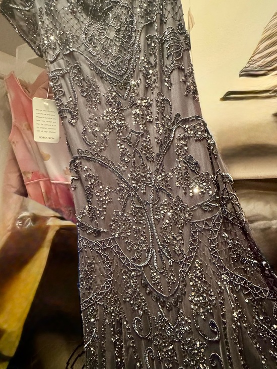 Pisarro Nights Dresses & Skirts - Pisarro Nights Beaded Evening Dress in Charcoal Gray